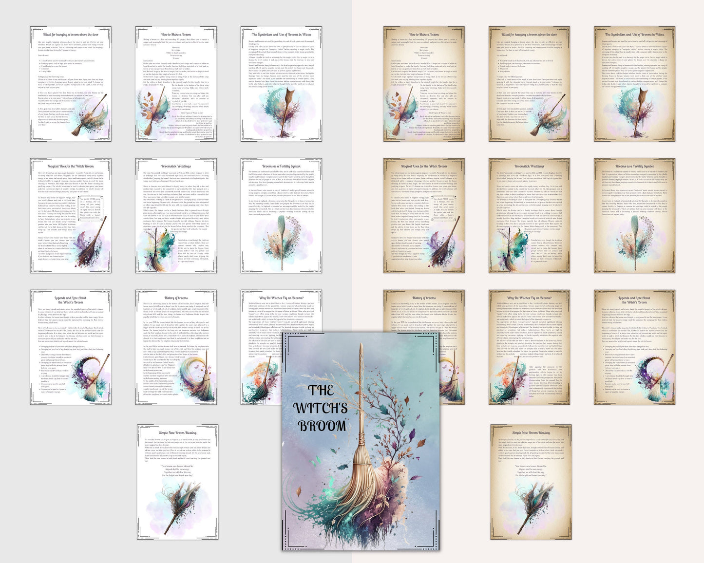 The Witch's Broom. Beautiful Pages for your Book Of Shadows. Instant download.
