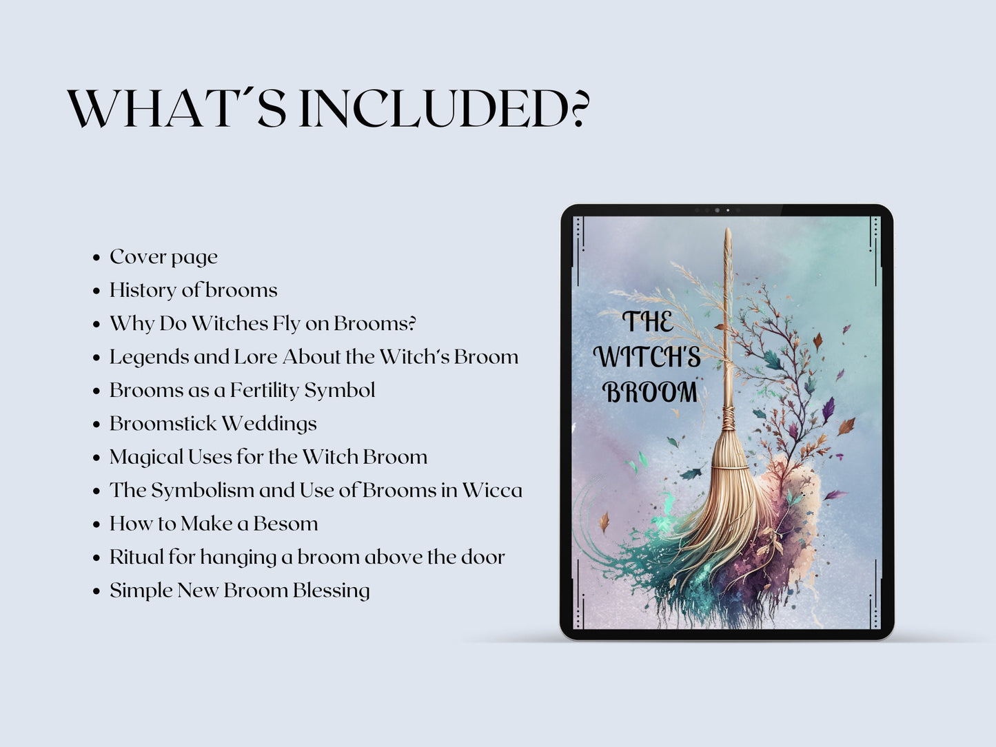 The Witch's Broom. Beautiful Pages for your Book Of Shadows. Instant download.