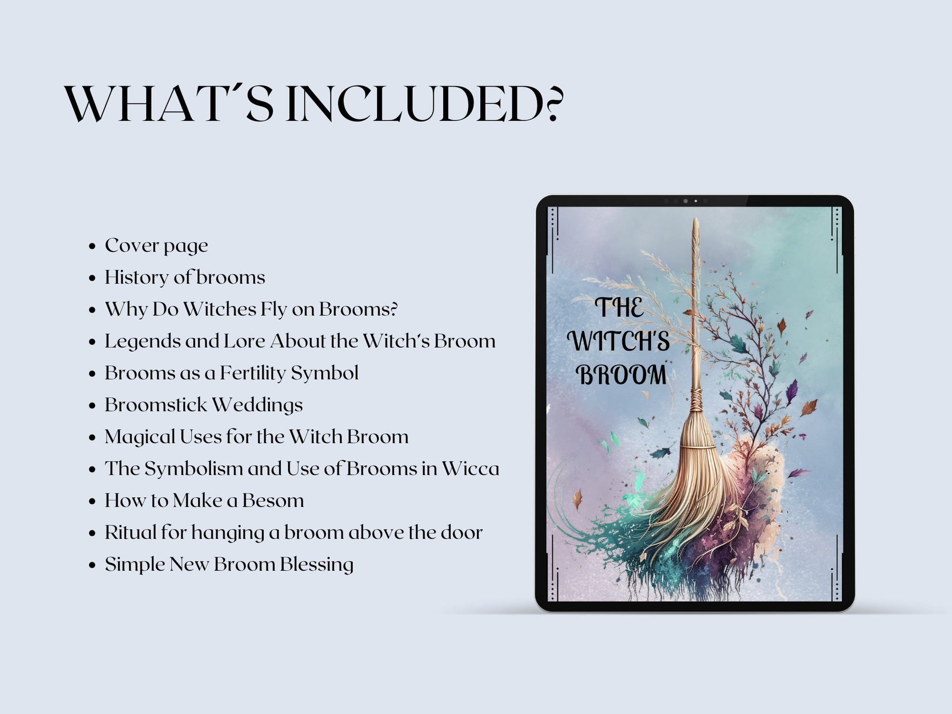 The Witch's Broom. Beautiful Pages for your Book Of Shadows. Instant download.