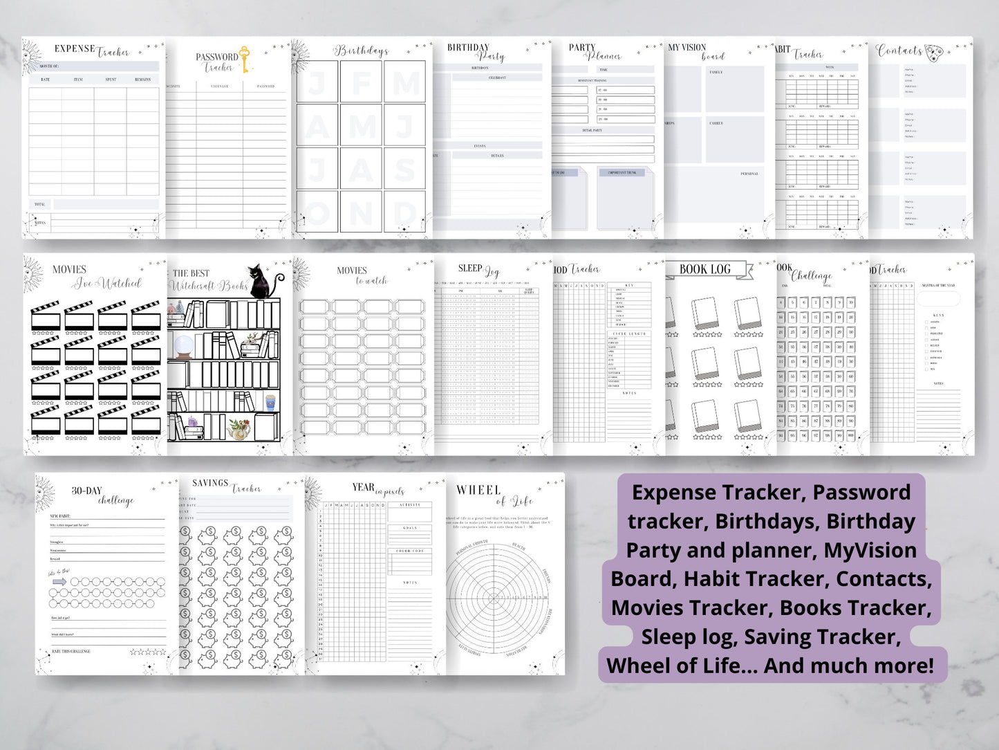 ADHD Undated Student Planner for Witches. Beautiful planner templates. Student Spells. Instant Download. PRINTABLE.