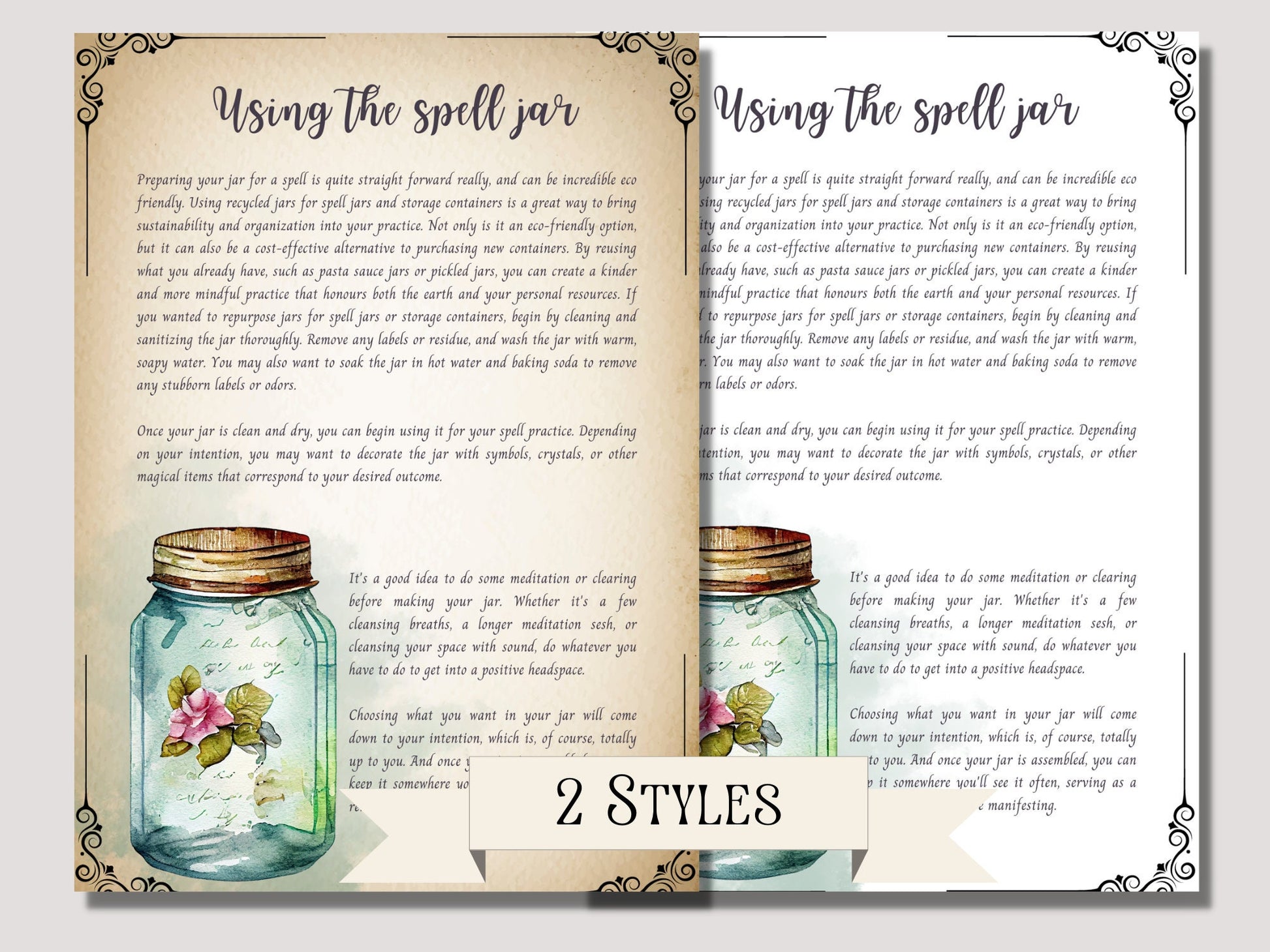 SPELL JARS. Beautiful pages for your Book Of Shadows. Instant download.