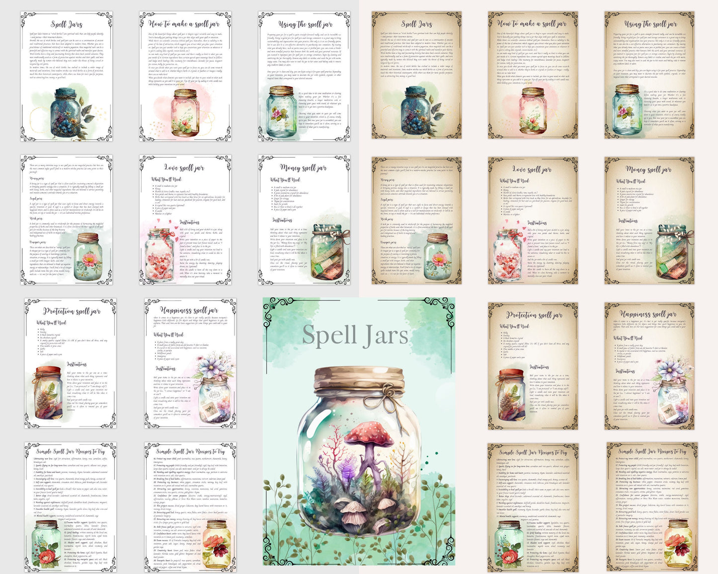 SPELL JARS. Beautiful pages for your Book Of Shadows. Instant download.