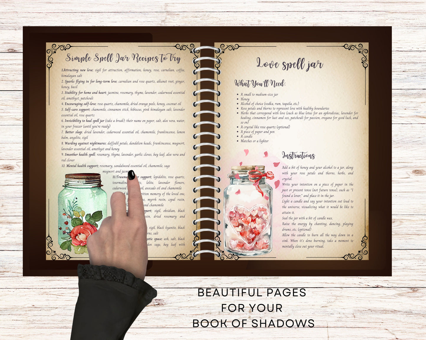 SPELL JARS. Beautiful pages for your Book Of Shadows. Instant download.