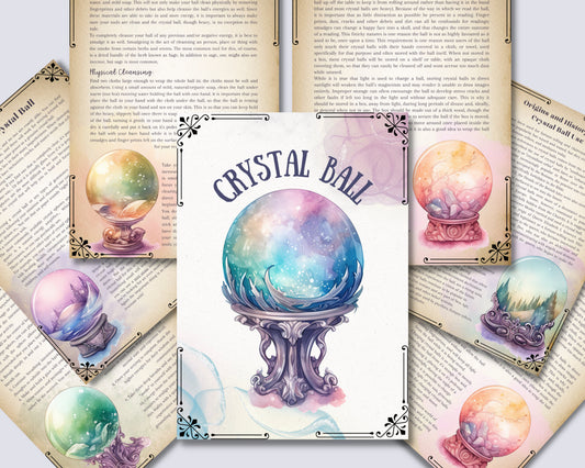 Crystal Ball. Beautiful pages for your Book Of Shadows. Instant Download.