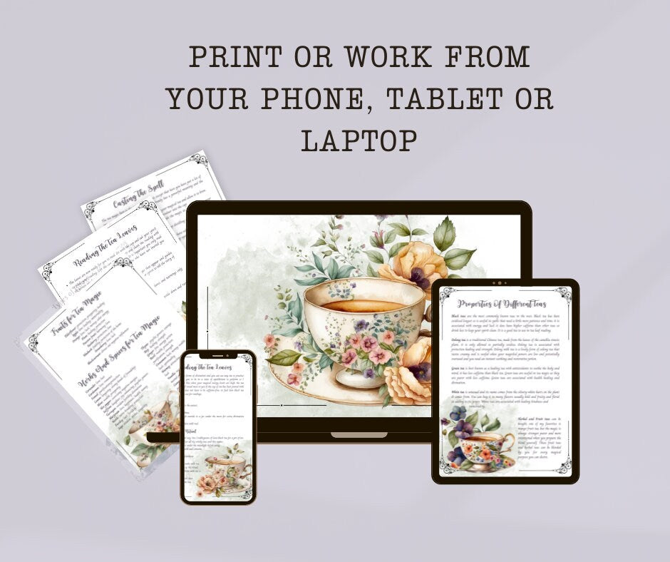 Tea Magick. Beautiful pages for you Book Of Shadows. Instant download