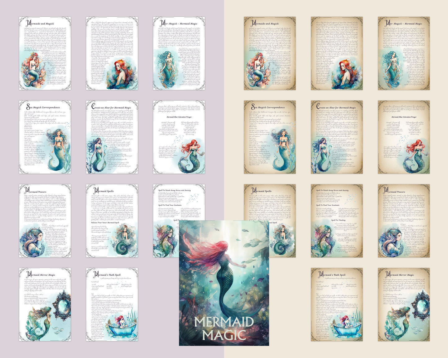 Mermaid Magic. Beautiful pages for you Book Of Shadows. Instant download.