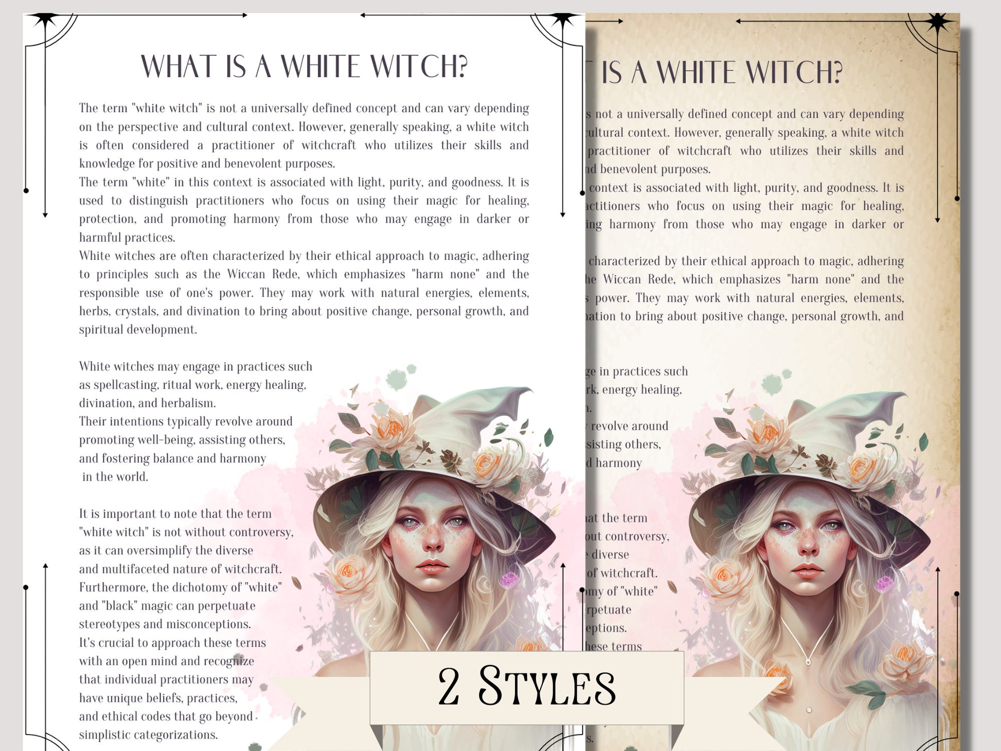White Witch. Beautiful pages for your Book Of Shadows. Instant download.