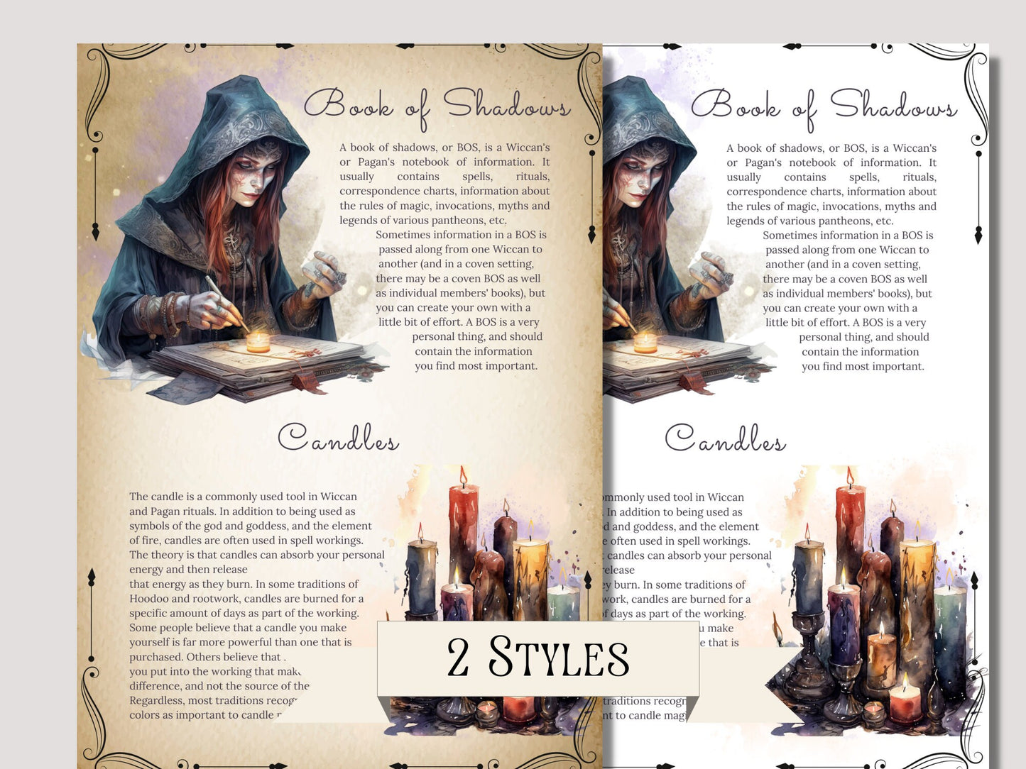 Witchcraft Tools. Beautiful pages for your Book Of Shadows. Instant download