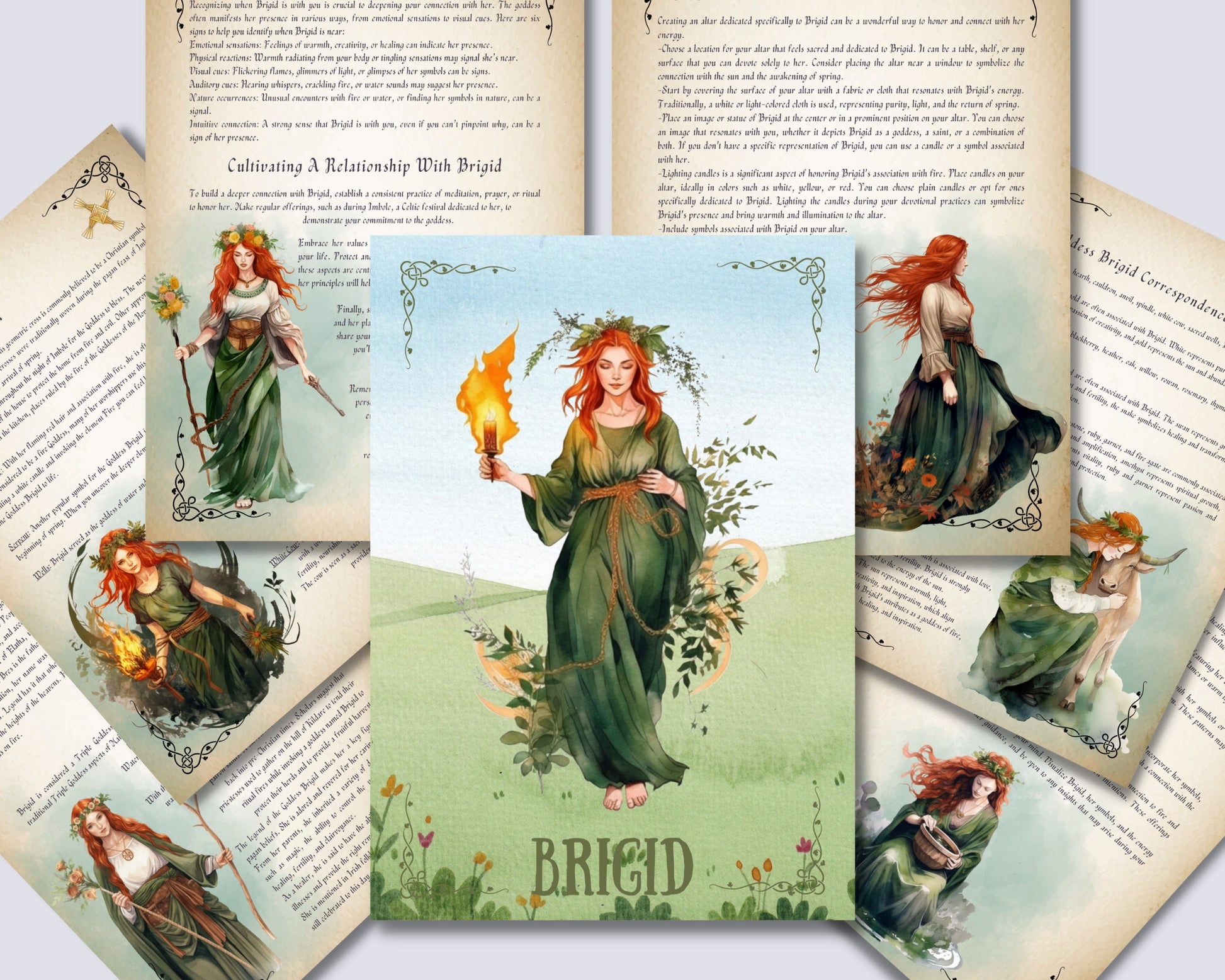 Brigid, Celtic Goddess. Beautiful pages for your Book Of Shadows. Instant Download.