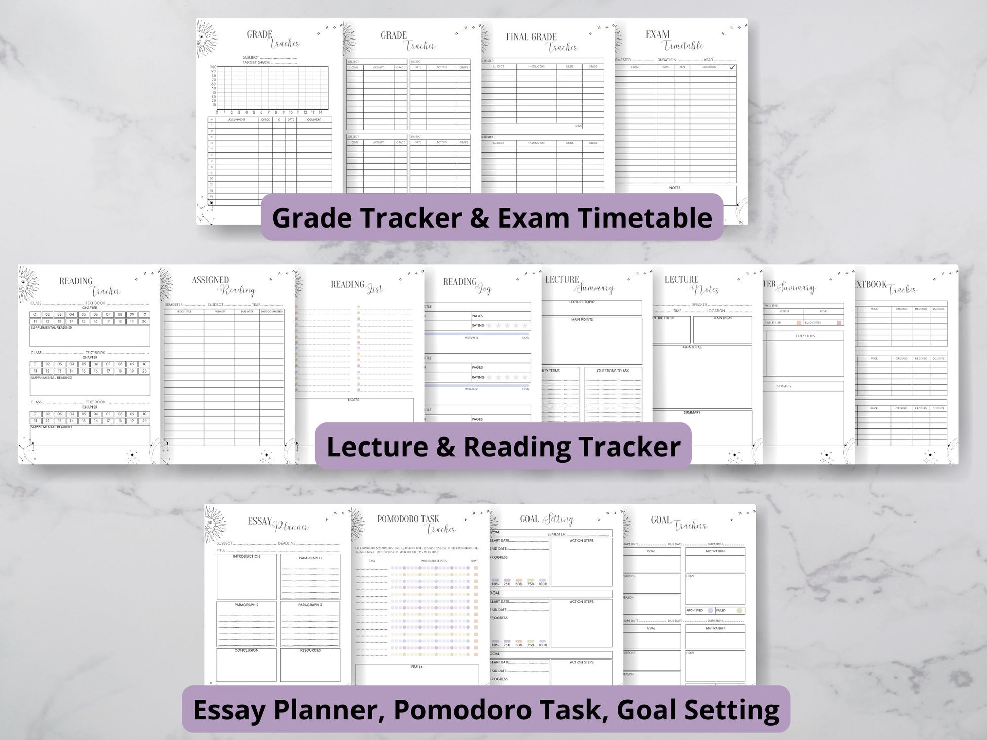 ADHD Undated Student Planner for Witches. Beautiful planner templates. Student Spells. Instant Download. PRINTABLE.