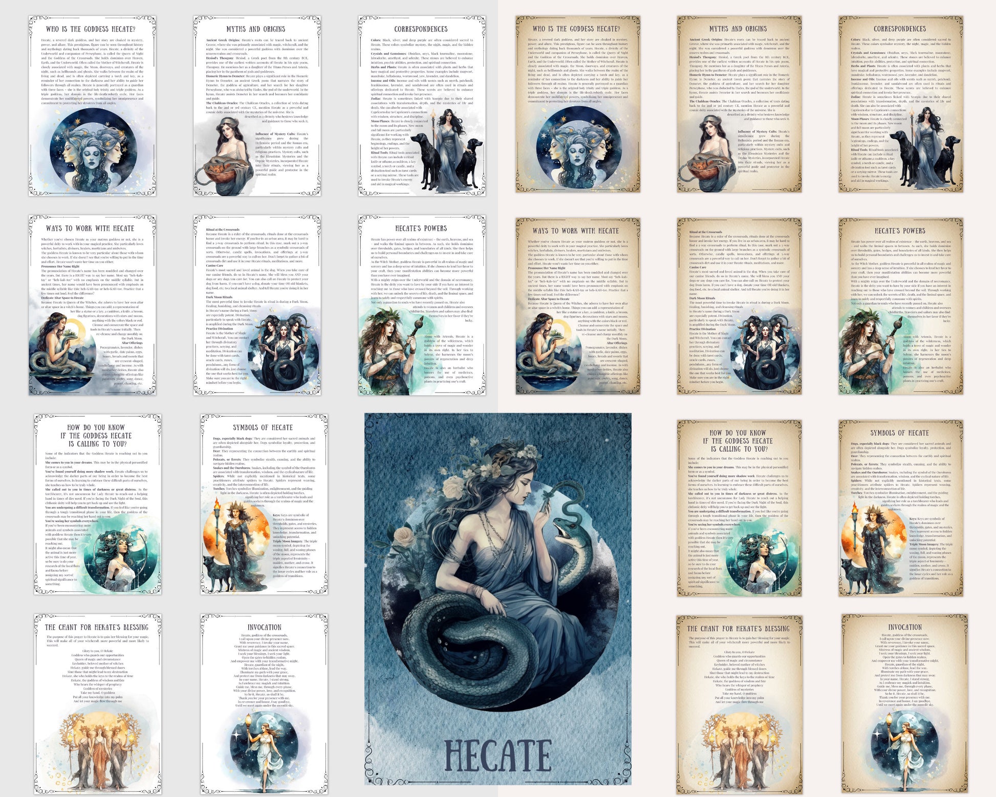 Hecate. Beautiful pages for your Book Of Shadows. Instant Download.