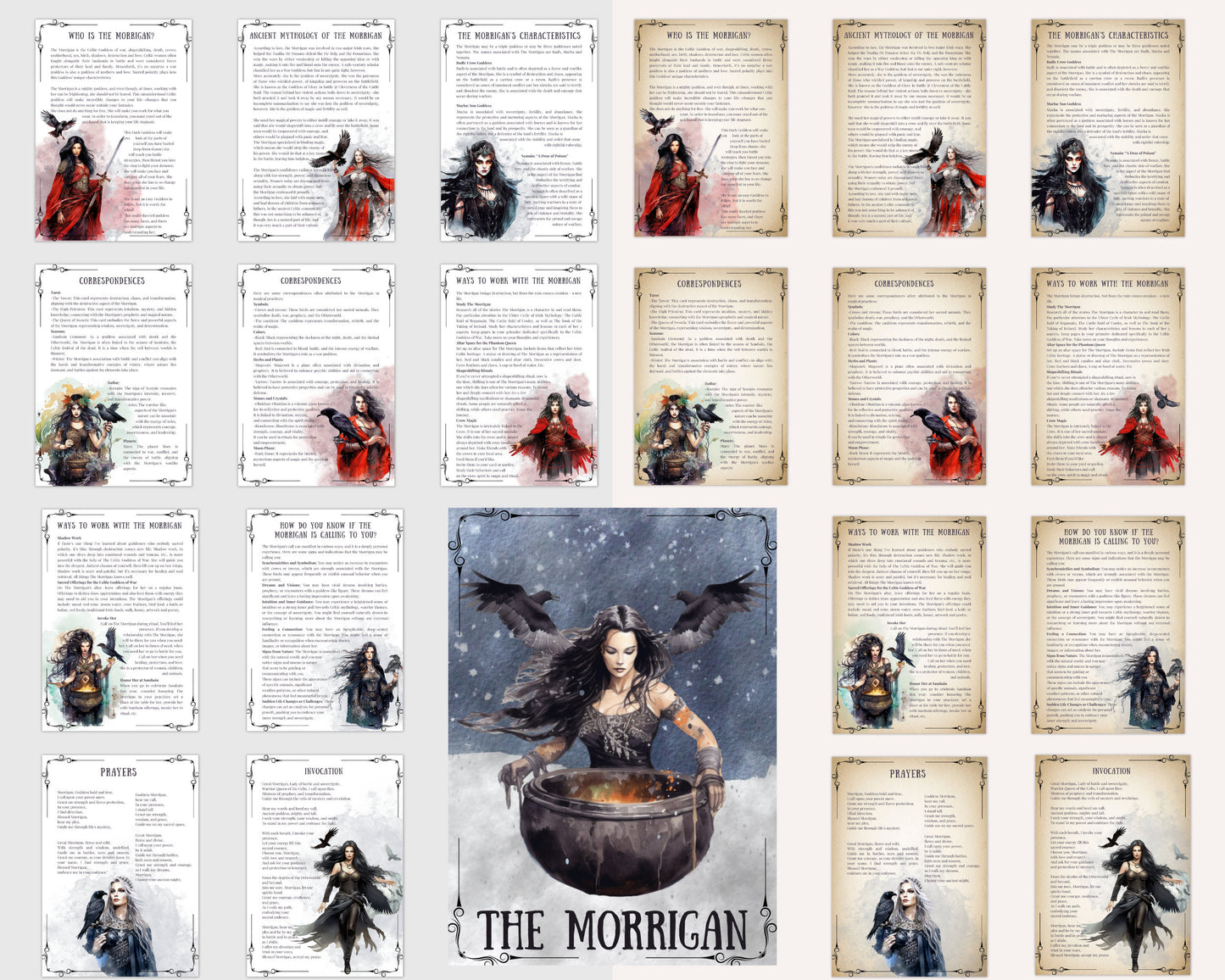 The Morrigan, Celtic Goddess +BONUS (Shadow Work Journal). Beautiful pages for your Book Of Shadows. Instant Download.