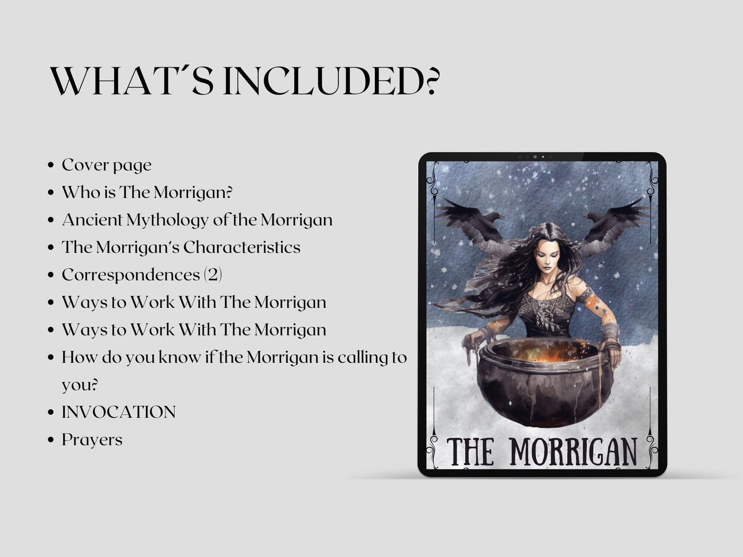 The Morrigan, Celtic Goddess +BONUS (Shadow Work Journal). Beautiful pages for your Book Of Shadows. Instant Download.