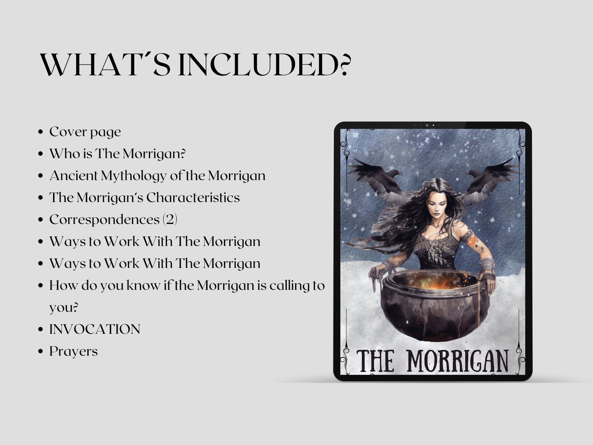 The Morrigan, Celtic Goddess +BONUS (Shadow Work Journal). Beautiful pages for your Book Of Shadows. Instant Download.