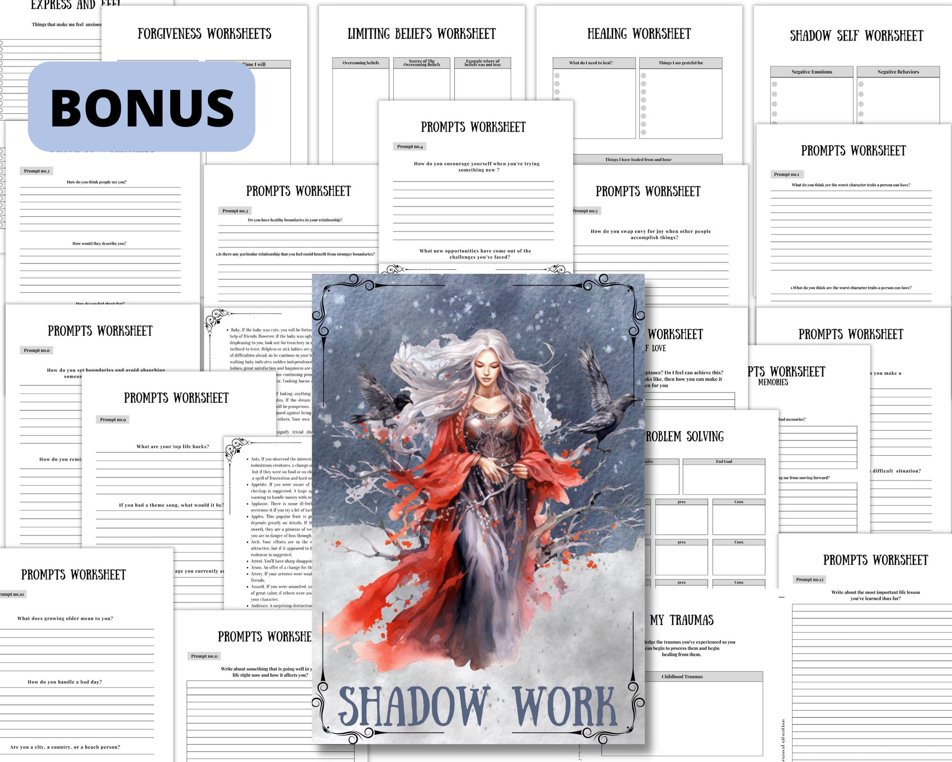 The Morrigan, Celtic Goddess +BONUS (Shadow Work Journal). Beautiful pages for your Book Of Shadows. Instant Download.