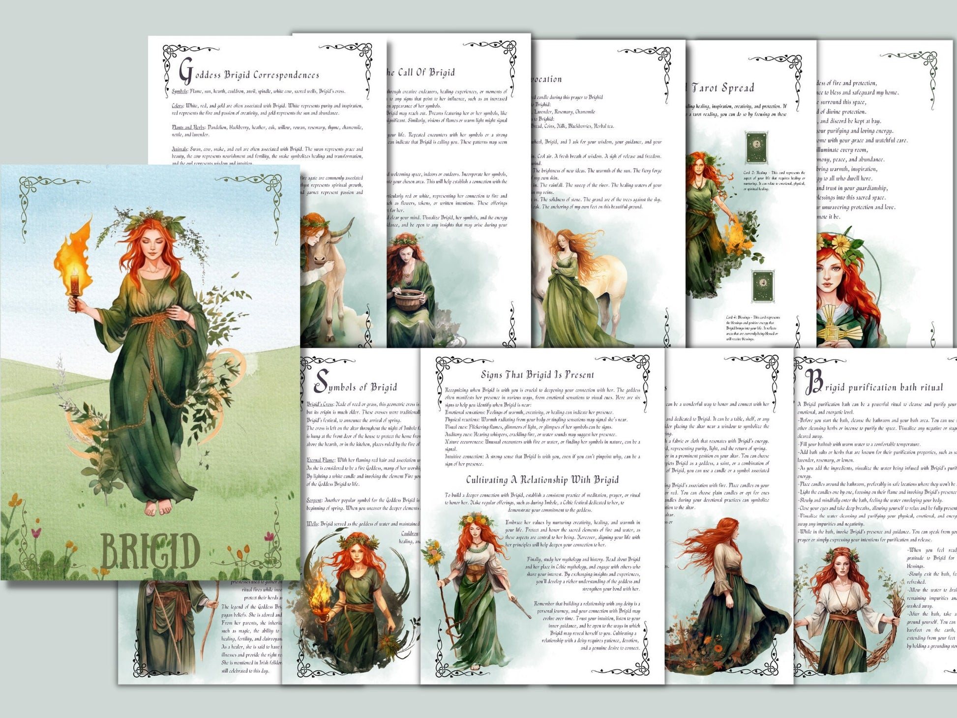 Brigid, Celtic Goddess. Beautiful pages for your Book Of Shadows. Instant Download.