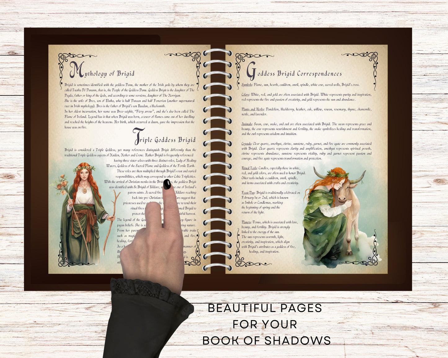 Brigid, Celtic Goddess. Beautiful pages for your Book Of Shadows. Instant Download.