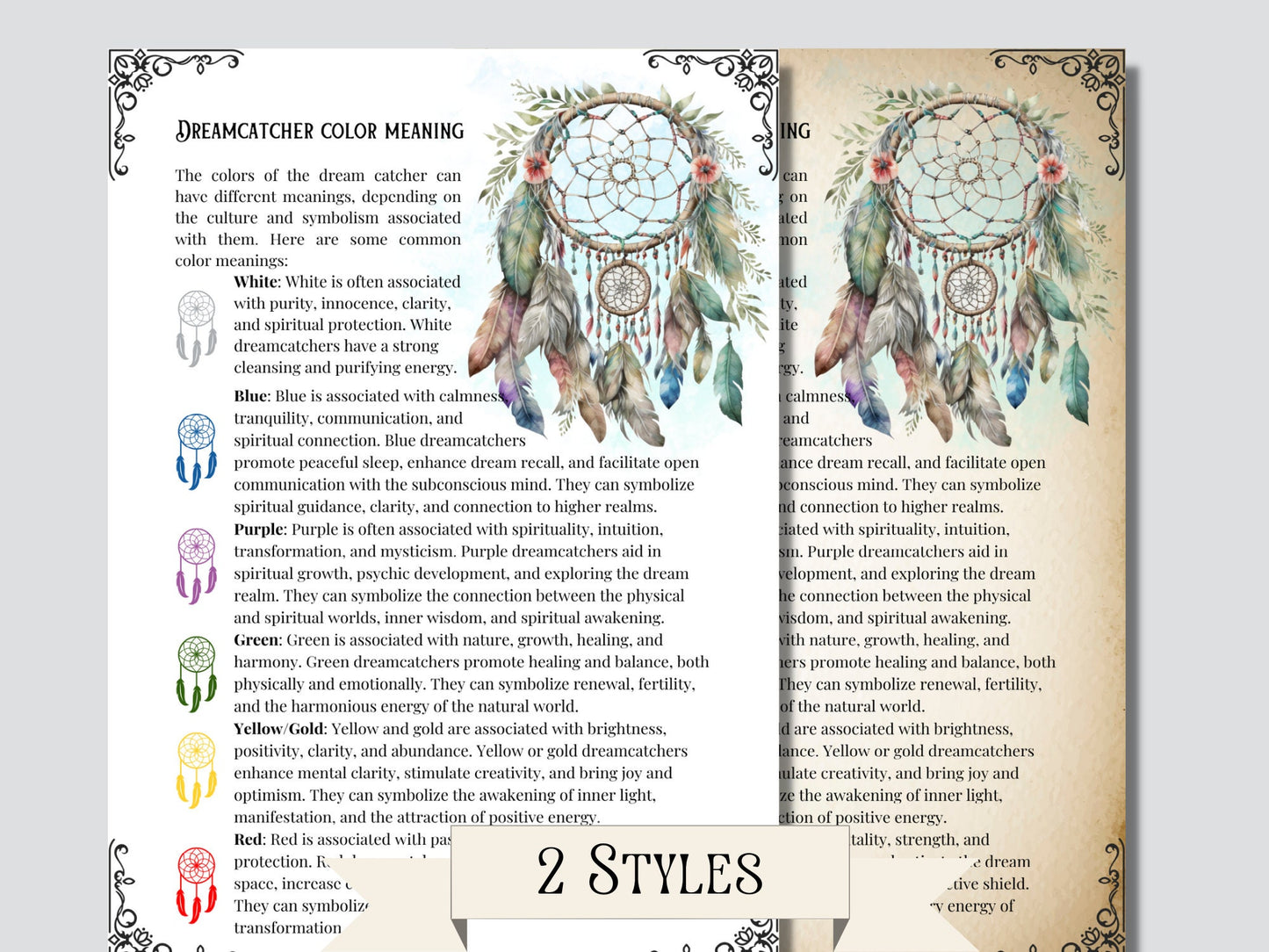 Dreamcatchers. Beautiful pages for your Book Of Shadows. Instant Download.