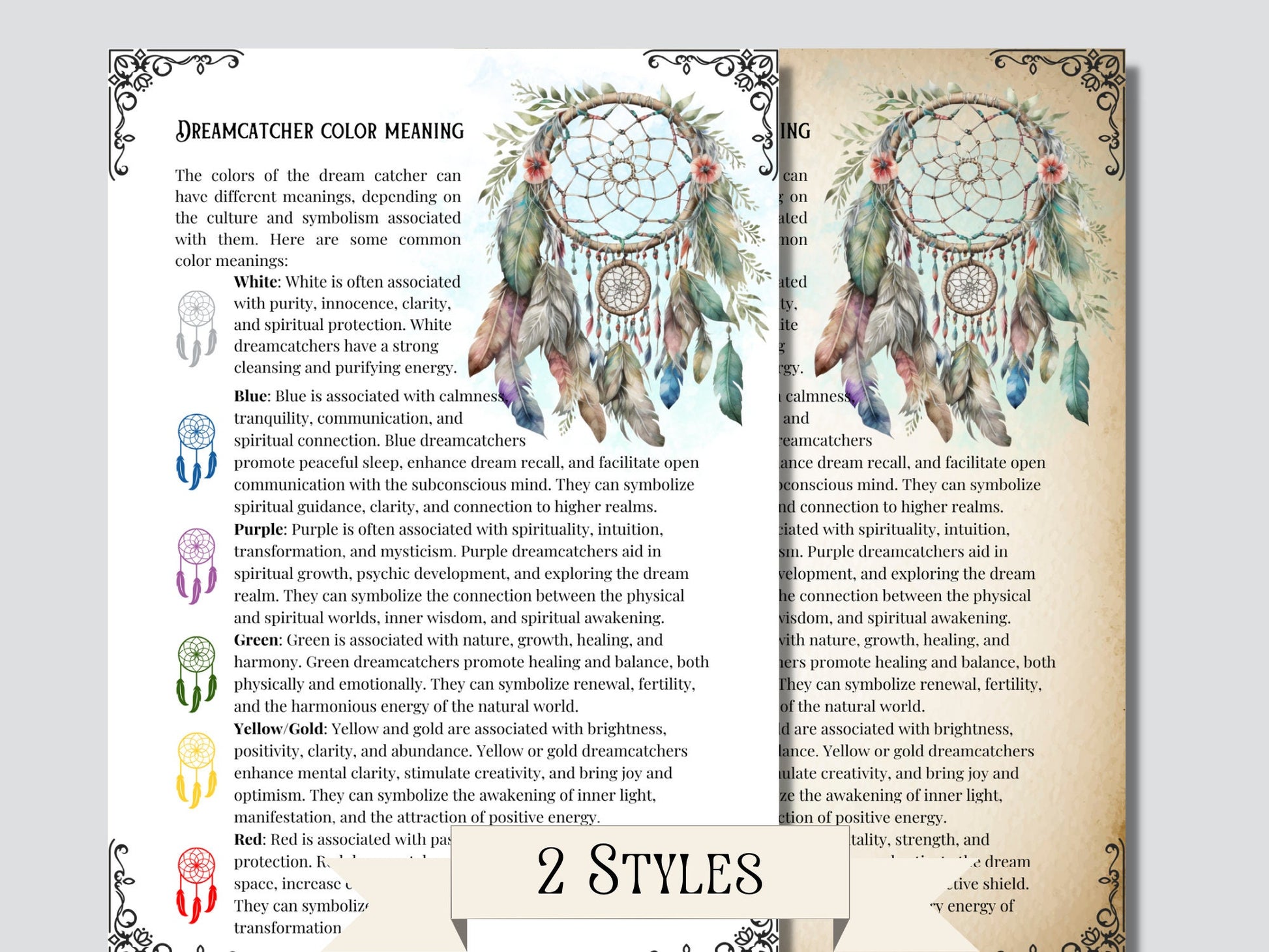 Dreamcatchers. Beautiful pages for your Book Of Shadows. Instant Download.