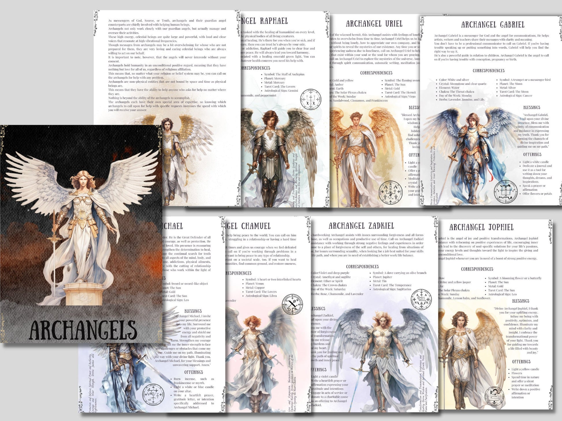 7 ARCHANGELS. Beautiful pages for your Book Of Shadows. Instant Download