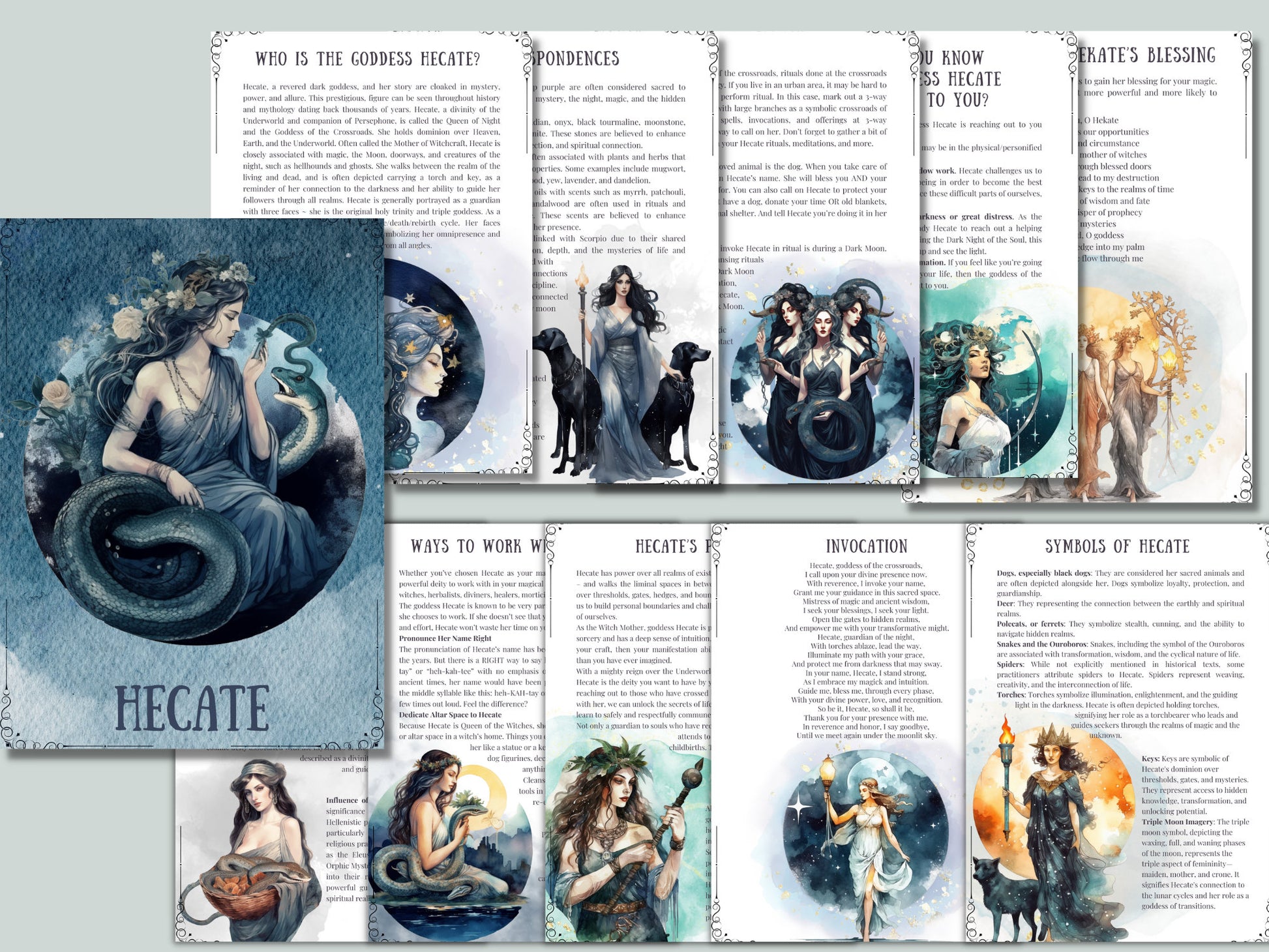 Hecate. Beautiful pages for your Book Of Shadows. Instant Download.