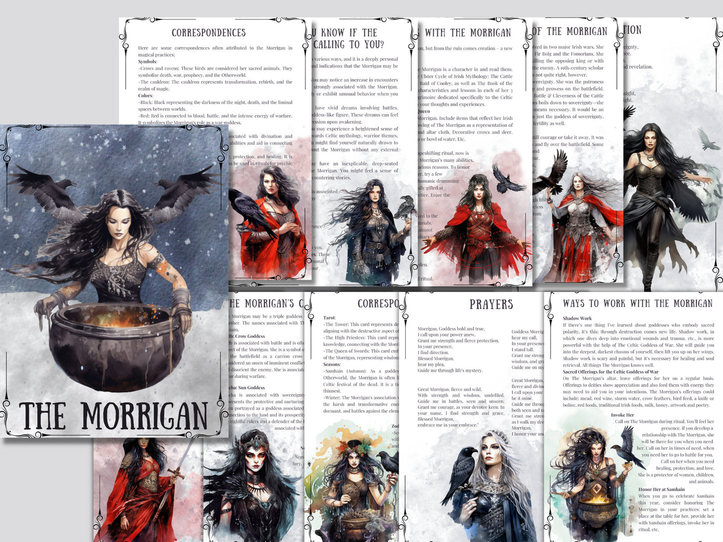 The Morrigan, Celtic Goddess +BONUS (Shadow Work Journal). Beautiful pages for your Book Of Shadows. Instant Download.