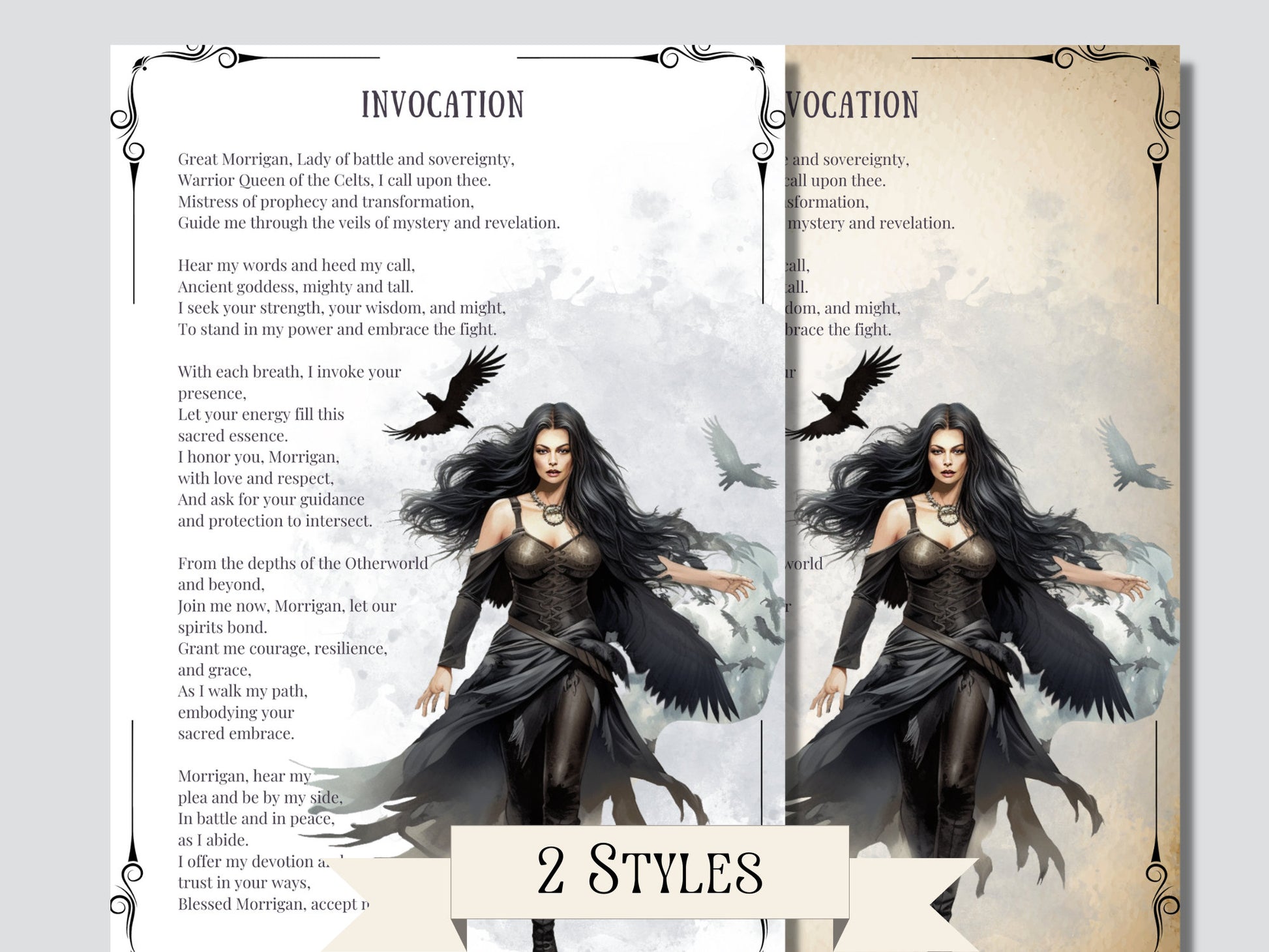 The Morrigan, Celtic Goddess +BONUS (Shadow Work Journal). Beautiful pages for your Book Of Shadows. Instant Download.