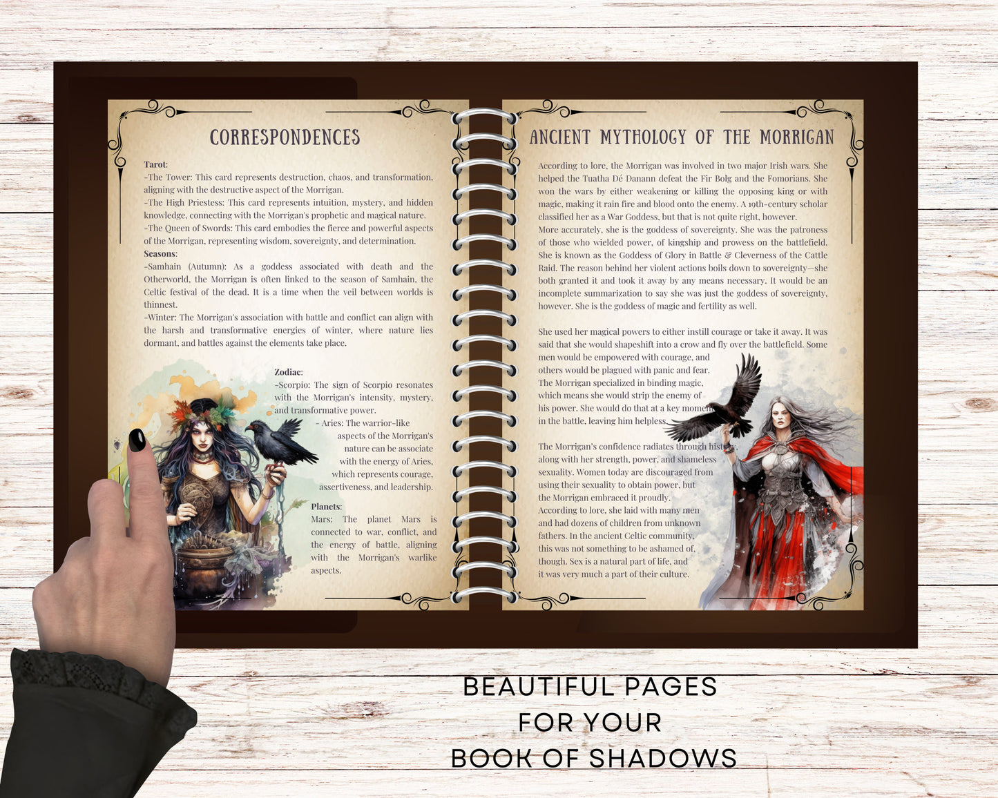 The Morrigan, Celtic Goddess +BONUS (Shadow Work Journal). Beautiful pages for your Book Of Shadows. Instant Download.