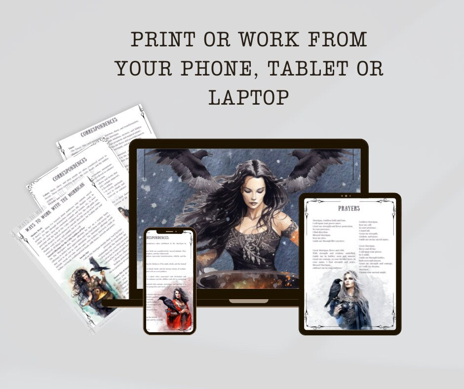 The Morrigan, Celtic Goddess +BONUS (Shadow Work Journal). Beautiful pages for your Book Of Shadows. Instant Download.
