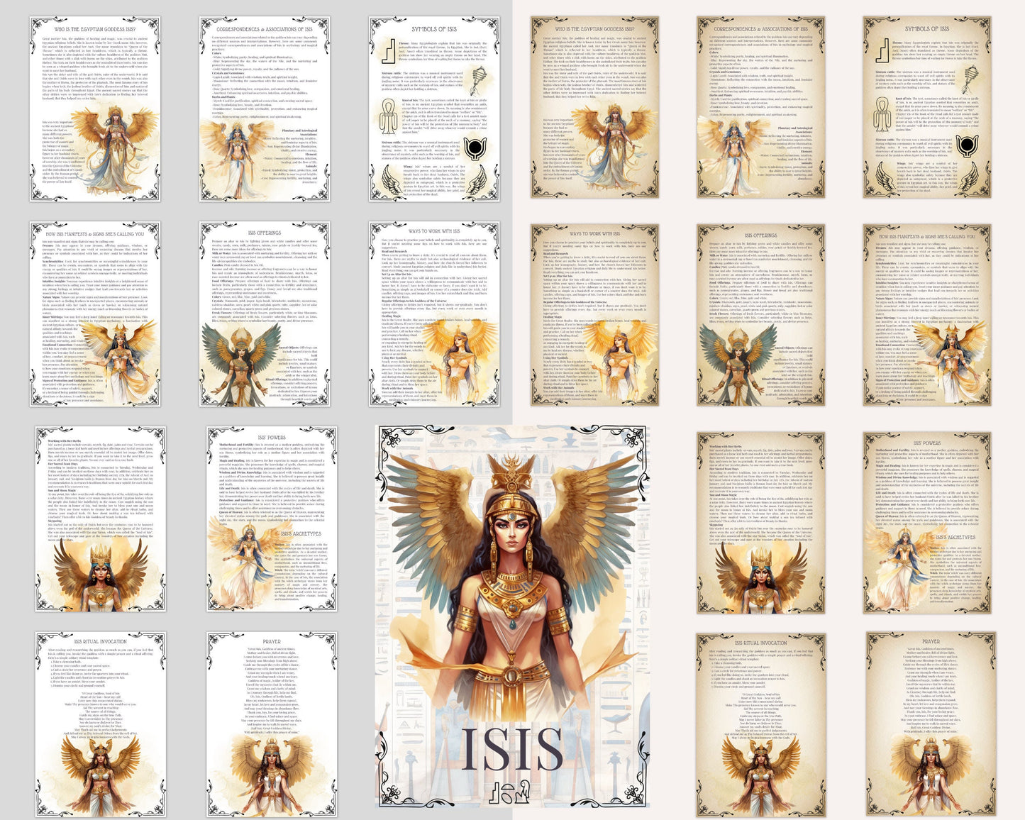 ISIS. Egyptian Goddess. Beautiful pages for your Book Of Shadows. Instant download.