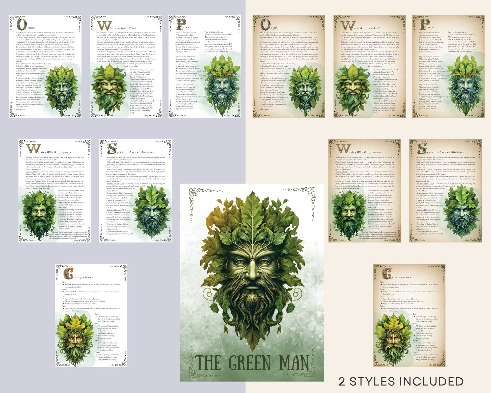 The Green Man. Beautiful pages for your Book Of Shadows. Instant Download