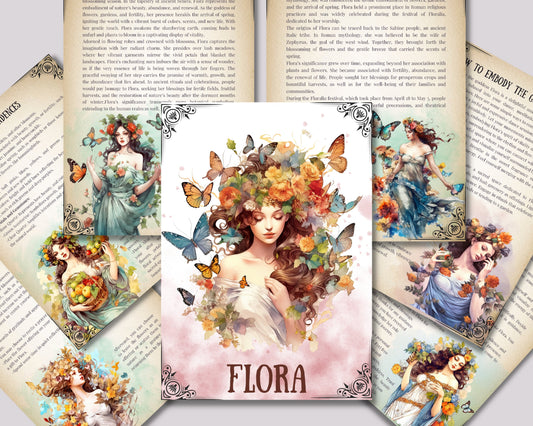 Flora. Roman Goddess of Spring. Beautiful pages for your Book Of Shadows. Instant download.