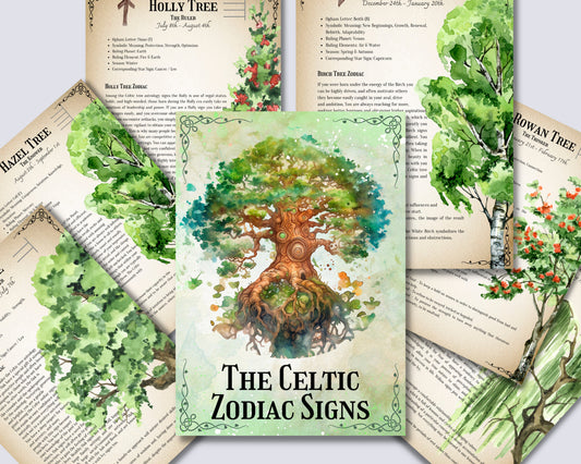 The Celtic Zodiac Tree signs. Celtic Tree Astrology. Beautiful pages for your Book Of Shadows. Instant download
