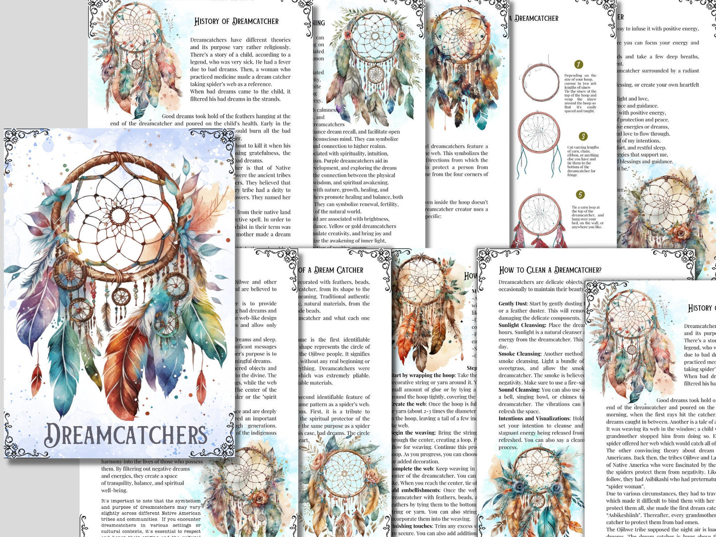 Dreamcatchers. Beautiful pages for your Book Of Shadows. Instant Download.
