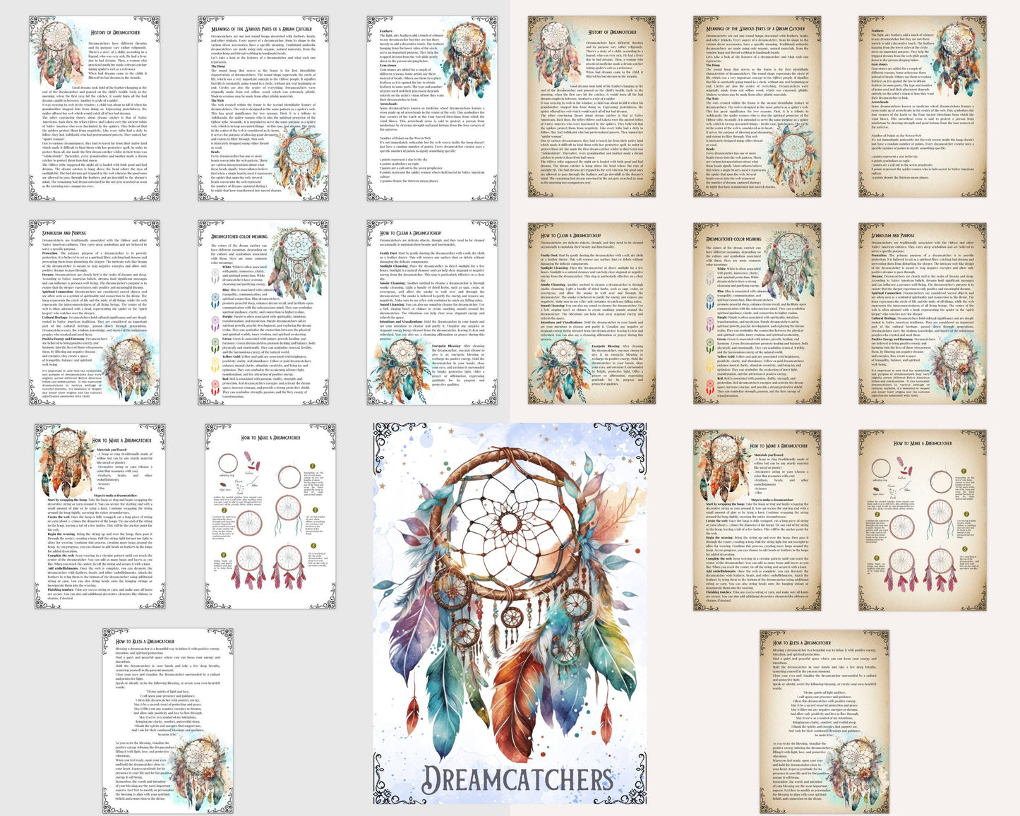 Dreamcatchers. Beautiful pages for your Book Of Shadows. Instant Download.