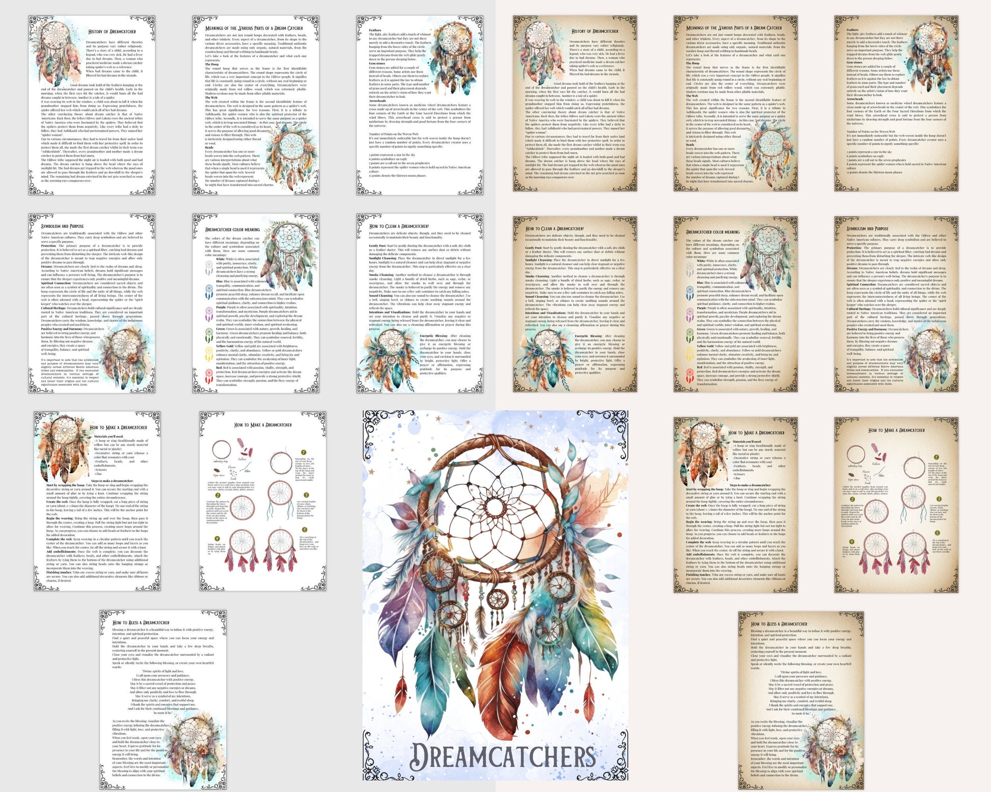 Dreamcatchers. Beautiful pages for your Book Of Shadows. Instant Download.