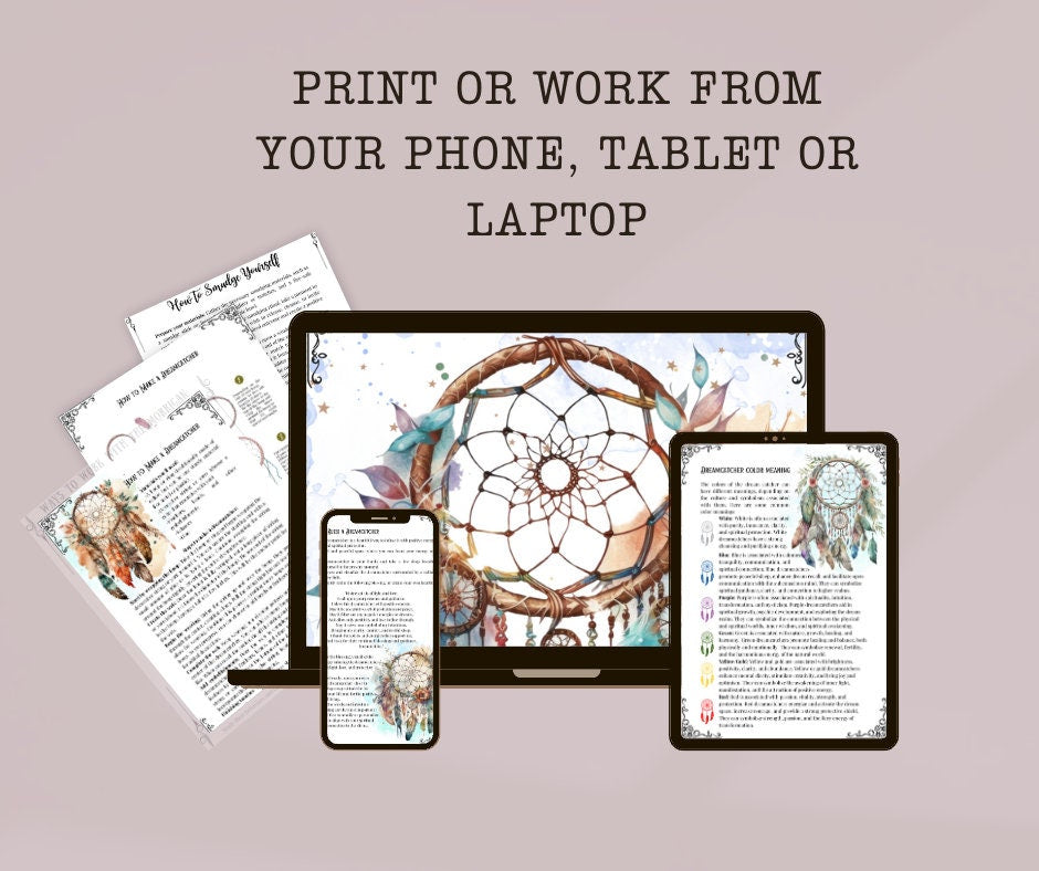 Dreamcatchers. Beautiful pages for your Book Of Shadows. Instant Download.