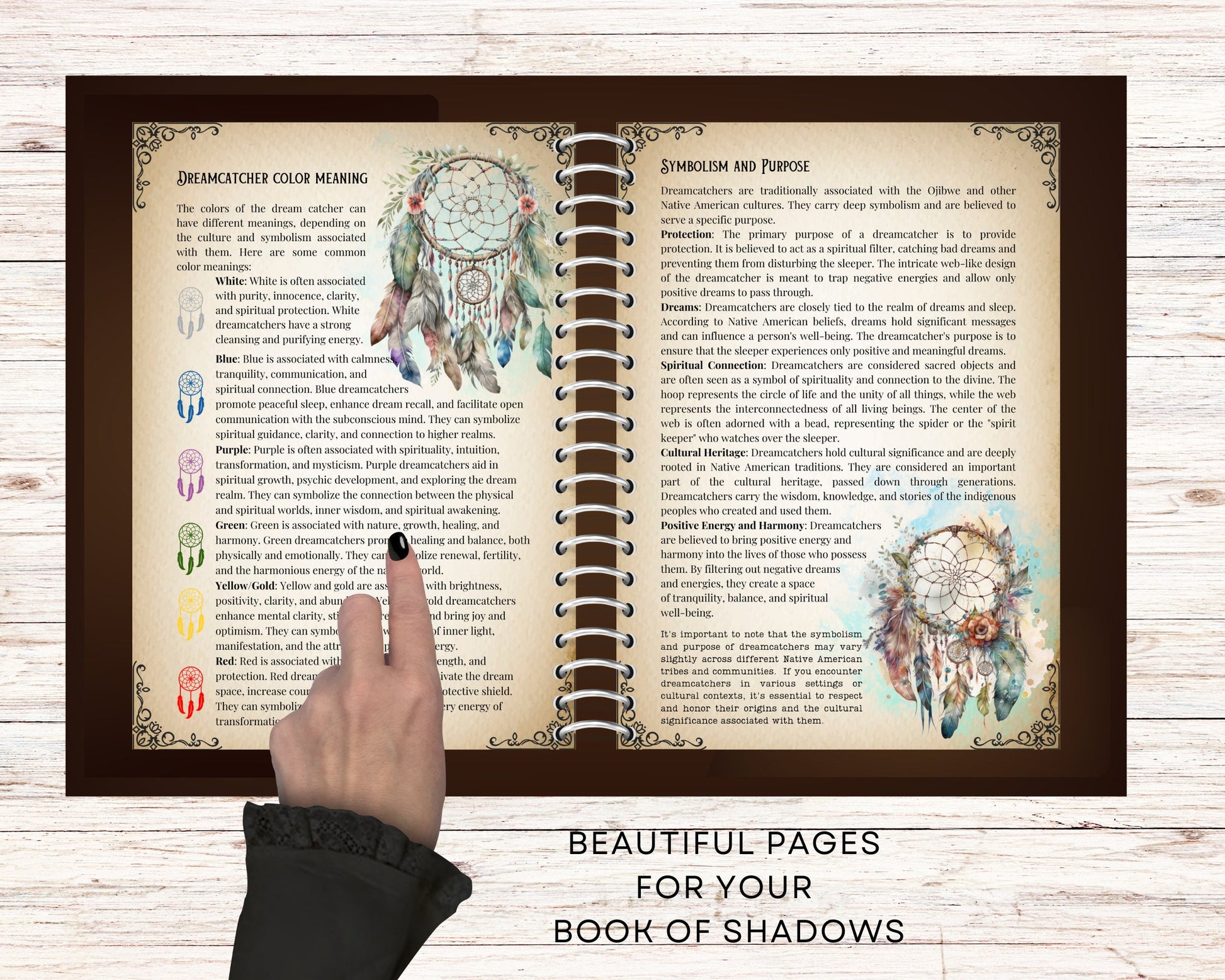 Dreamcatchers. Beautiful pages for your Book Of Shadows. Instant Download.