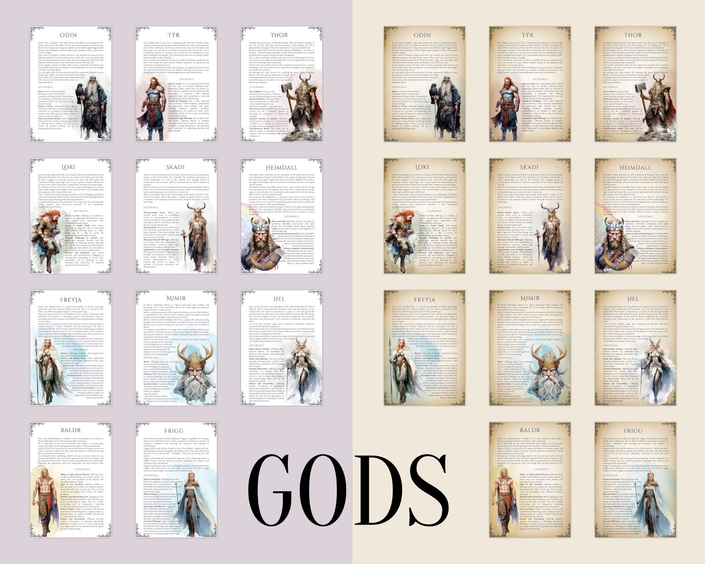 Norse Mythology. Gods & Monsters. Beautiful pages for your Book Of Shadows. Instant download.