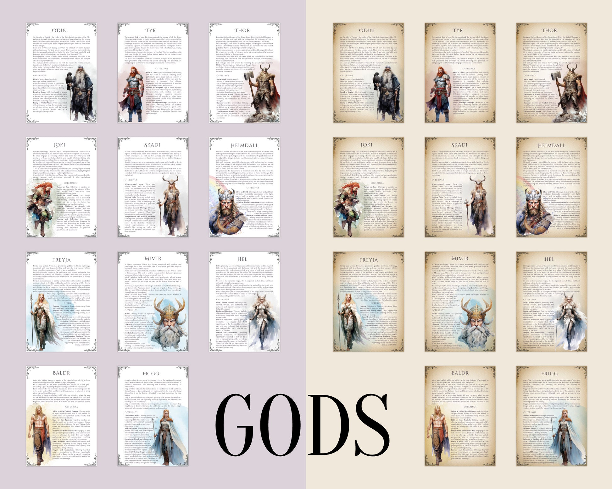 Norse Mythology. Gods & Monsters. Beautiful pages for your Book Of Shadows. Instant download.
