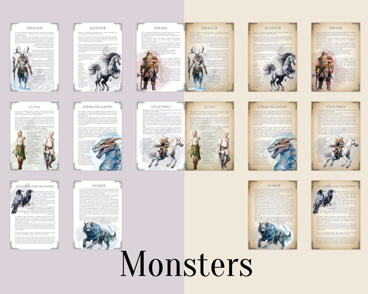 Norse Mythology. Gods & Monsters. Beautiful pages for your Book Of Shadows. Instant download.