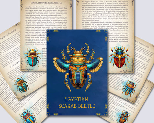 Ancient Egyptian Scarab Beetles. Spirit Animal. Beautiful pages for your Book Of Shadows. Instant download.