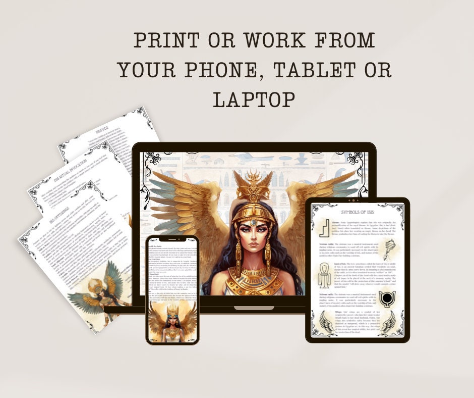 ISIS. Egyptian Goddess. Beautiful pages for your Book Of Shadows. Instant download.