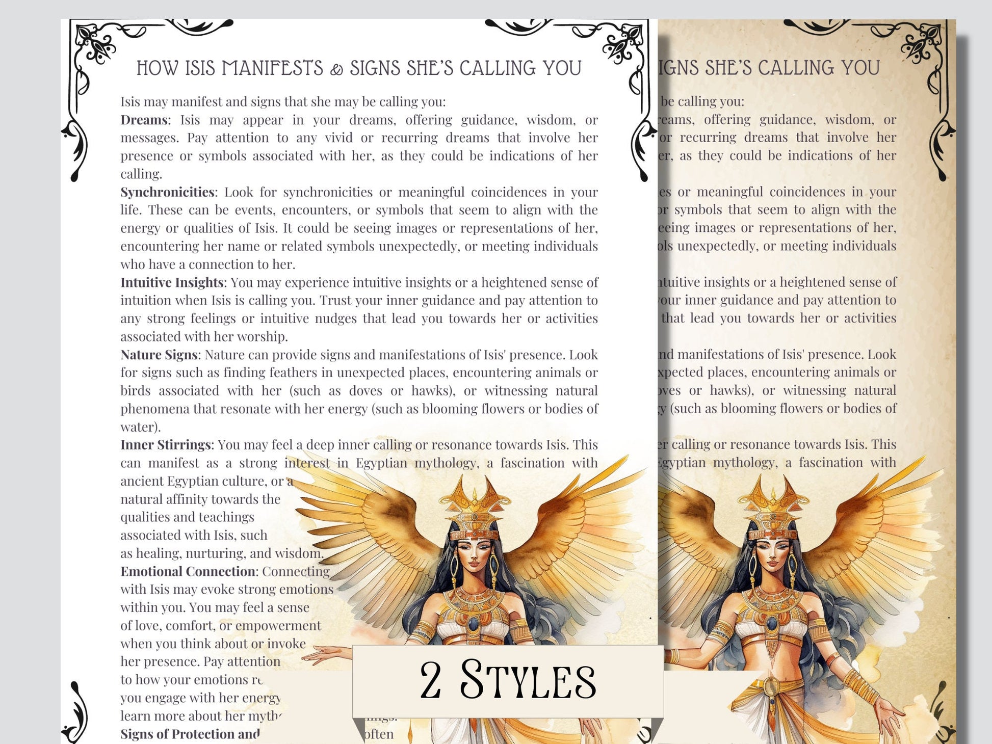 ISIS. Egyptian Goddess. Beautiful pages for your Book Of Shadows. Instant download.