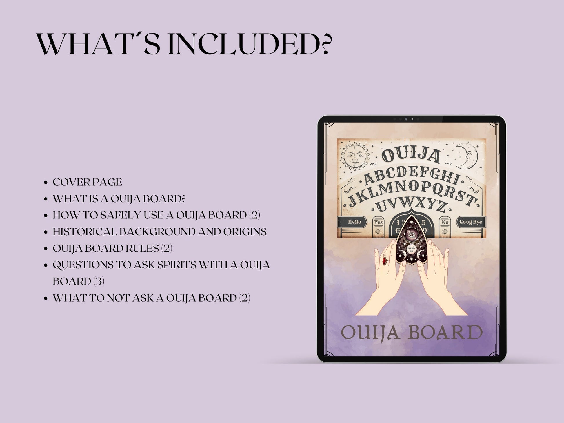 OUIJA board for beginners. Beautiful pages for your Book Of Shadows. Instant download.
