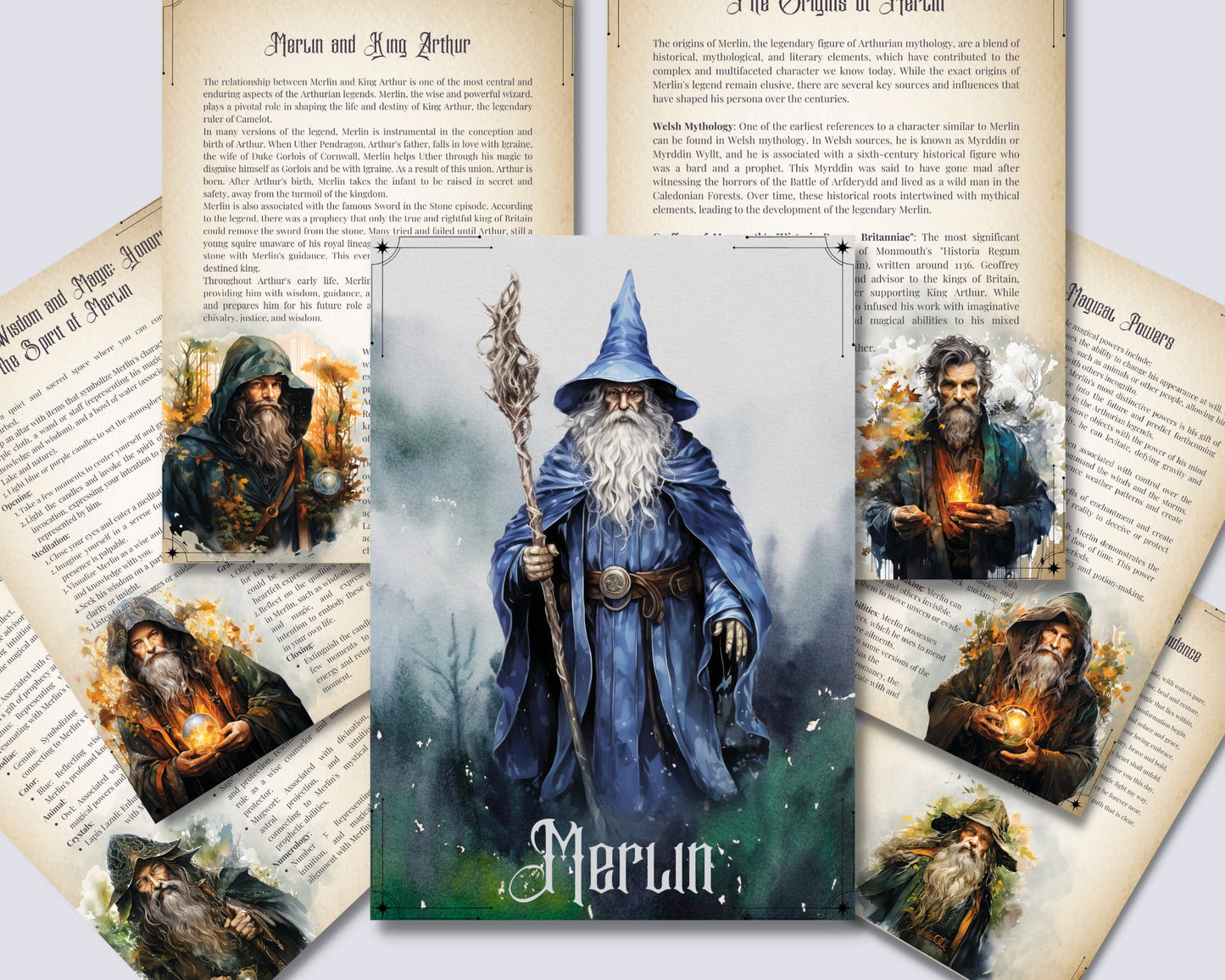 Merlin. The Wizard. Beautiful pages for your Book Of Shadows.
