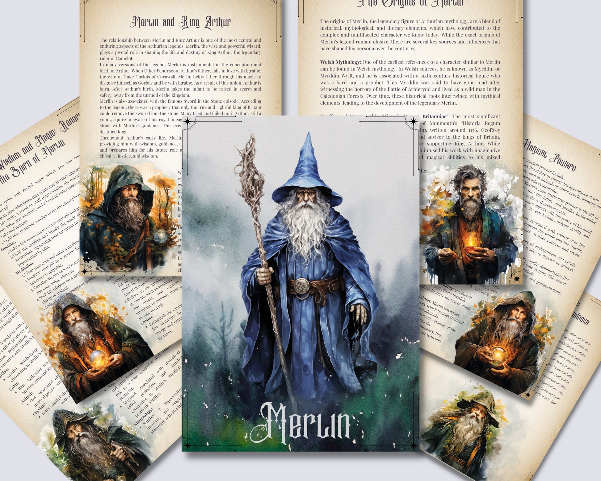 Merlin. The Wizard. Beautiful pages for your Book Of Shadows.