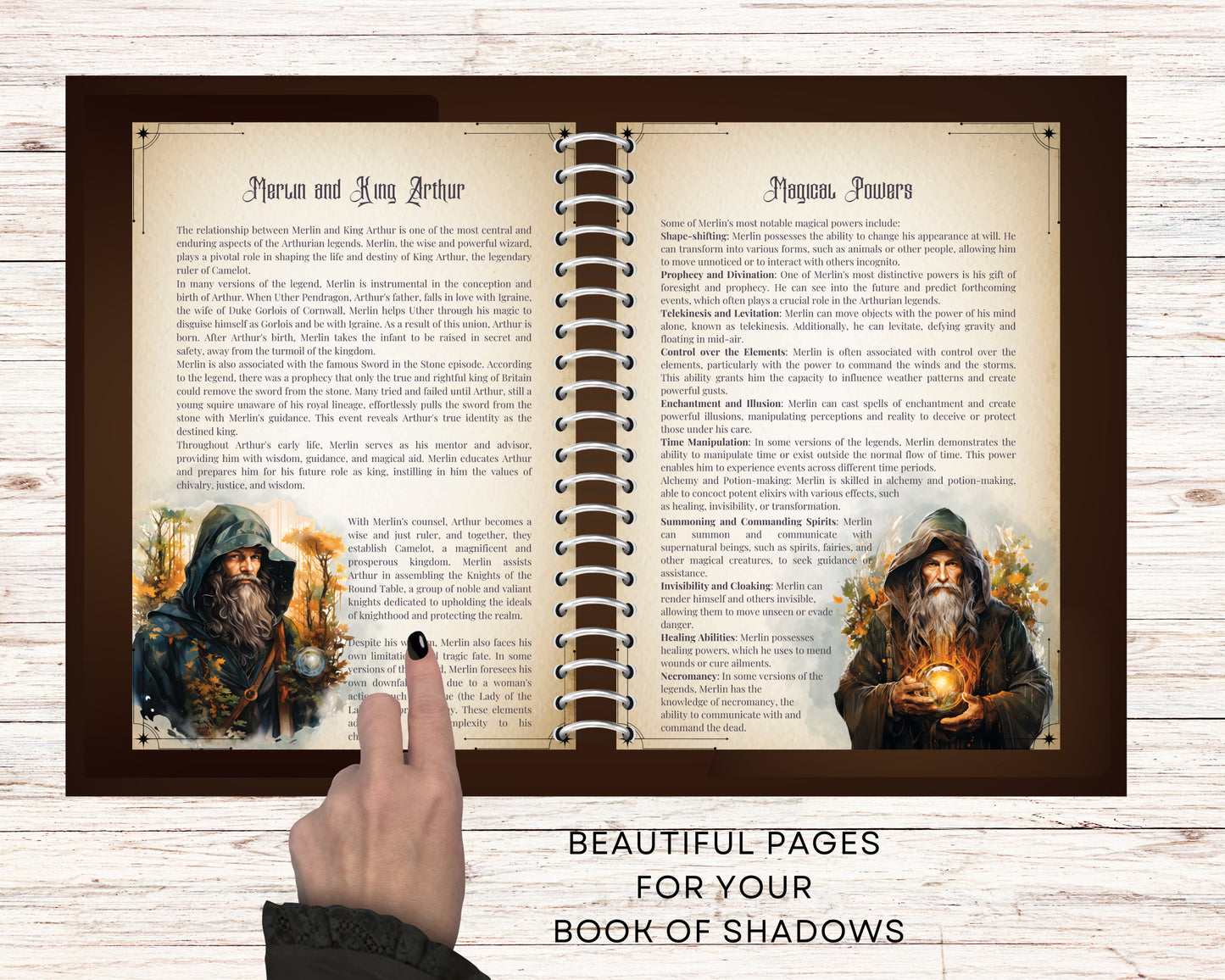 Merlin. The Wizard. Beautiful pages for your Book Of Shadows.