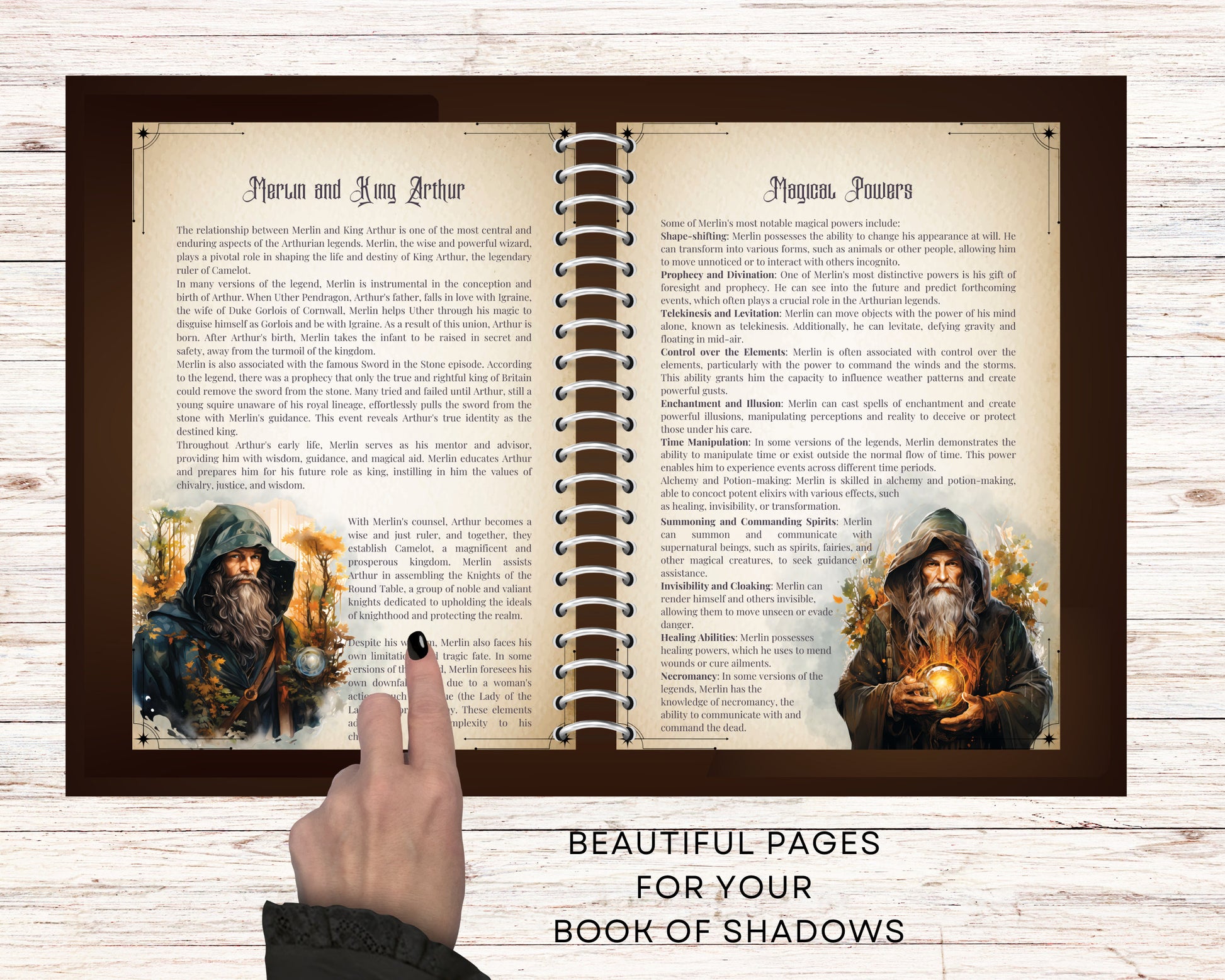 Merlin. The Wizard. Beautiful pages for your Book Of Shadows.