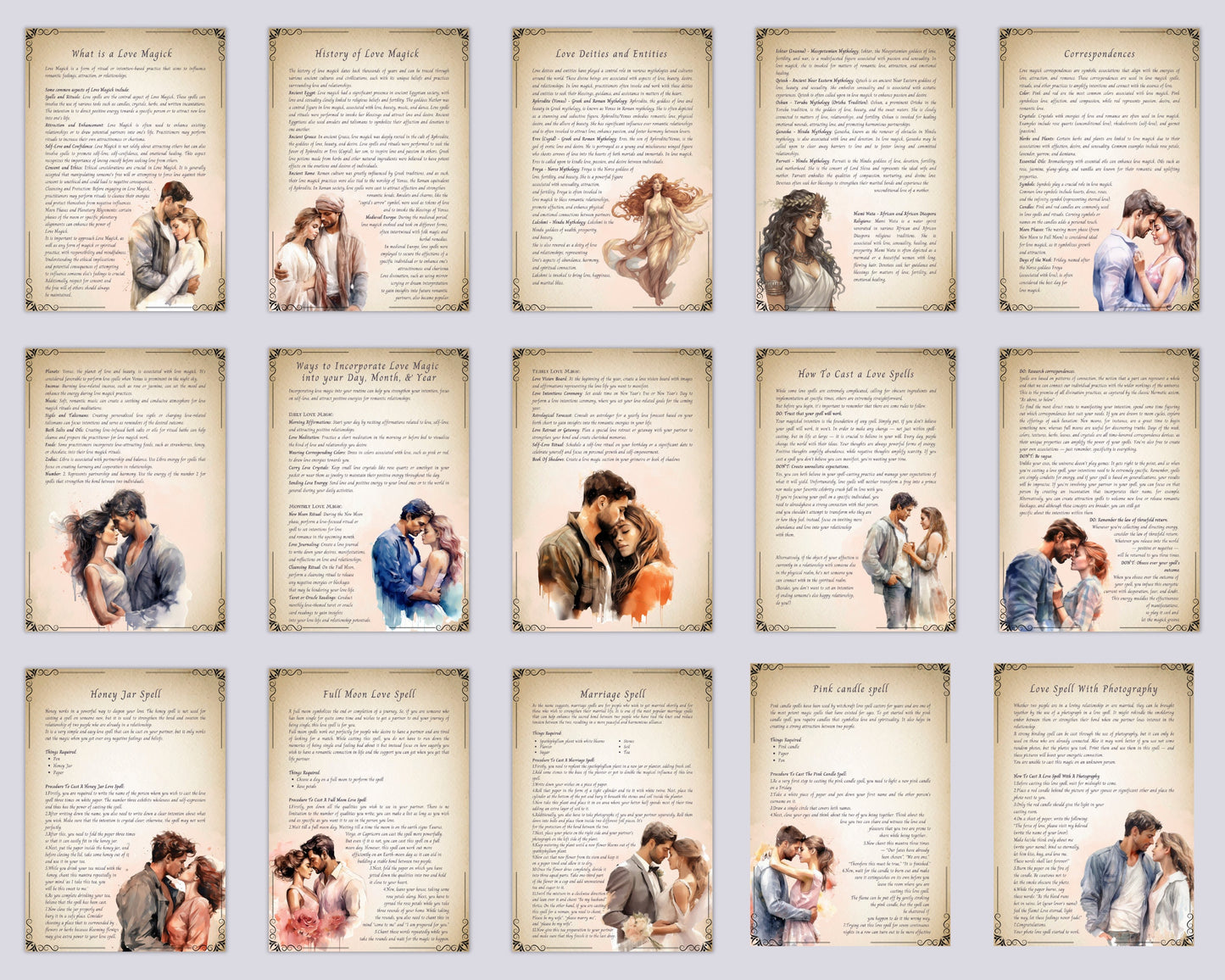 Love Magick. Beautiful pages for your Book Of Shadows. Instant download.